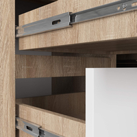 Birou colt stanga in L cu 3 sertare si rafturi, PAL laminat 16 mm, 155x85x77 cm, stejar sonoma si alb