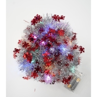 Beteala Craciun cu LED, Rosie, model cu fulgi de nea, 2 m x 5 cm, PVC, Sir, Artificiala, Flippy