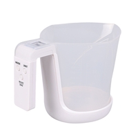 Cantar de Bucatarie 2 in 1, Vafy, Model Electronic, Tip Cana Gradata cu Masurare, pentru Lichide si Solide, Display Automat, 21.5 x 14.3 x 15 cm, Alb