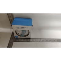 Pahar pliabil din silicon Flippy, pentru calatorii, camping, 750 ml, pai inclus, 11.6 x 19.3 cm, albastru