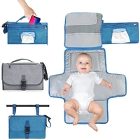 Geanta Multifunctionala, Vafy, Tip Aleza de Schimbat Scutece, Impermeabila, din Panza Oxford, cu Buzunare, Usor de Agatat, 30 x 20 cm, Albastru