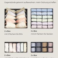 SONGMICS Organizatoare dulap sau sertar, set 8 cutii de depozitare a lenjeriei de corp, pliabile, 64x48x10cm, gri