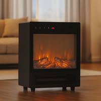 Semineu electric cu efect de flacara, 2000W, 2 trepte, termostat, 29x16x39 cm, negru