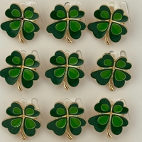 Set 12 Brose Martisor Primavara, Jolie, Model Trifoi cu Patru Foi, Verde