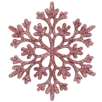 Decoratiune brad fulg de zapada, set 12 bucati, 10cm, roz