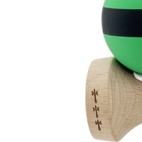 Kendama X Originala, Profesionala, Flippy, Cupe Mari KING SIZE V3, Rubber Grip, Gaura in Baza, Rulment Metalic, din lemn 18 cm, Ata 62/65 cm, M Bicolor Verde Dublu/Negru