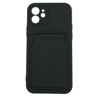 Husa protectie Vafy cu suport card compatibila cu Apple iPhone 12 Mini Negru