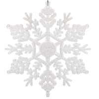 Decoratiune brad fulg de zapada, 13cm, alb cu sclipici