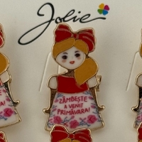 Set 12 Brose Martisor Primavara, Jolie, Model Fata, Mesaj Zambeste a Venit Primavara, Multicolor