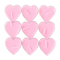 Set 9 Lumanari in Forma de Inima, Flippy, pentru Ziua Indragostitilor, Aroma de Trandafiri, Ardere 3.5 h, din Parafina, 4 x 2 cm, Roz