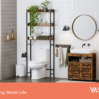 VASAGLE Raft de depozitare pentru baie, suprapunere peste masina spalat sau vas WC, 25x63x165 cm, maro