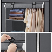 SONGMICS Garderoba pentru depozitarea hainelor, din material textil, design personalizabil, 45x88x168 cm, gri