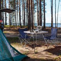 SONGMICS Set 2 scaune pliabile camping cu suport bauturi, husa transport, 52x84x81 cm, 120 kg, albastru
