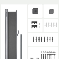 SONGMICS Paravan lateral pentru intimitate, extensibil, sistem fixare inclus, 160x400cm, gri