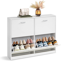 VASAGLE Dulap pantofi 4 clapete, compartimentare reglabila, 16-28 perechi de incaltaminte, 106x24x83 cm, alb