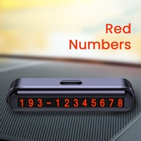 Suport Numar de Telefon pentru Parcare Auto, Flippy, Suport pentru Numarul de telefon, Banda glisanta pentru Ascundere, Banda Adeziva Inclusa, 120 x 48 x 24 mm, Cifre Rosii, Negru