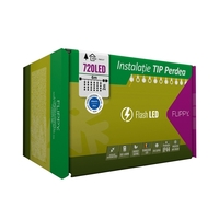 Instalatie Craciun, Tip Perdea, IP44, 6 m x 2 m, 720 LED-uri, Albastru, cu flash, Transformator, Interconectabila, Prelungitor 3 m inclus, Fir transparent, Interior/ Exterior, Vafy