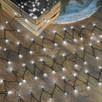 Instalatie de Craciun liniara Yoto, 17 m, din care 1 m cablu priza 220V, 200 LED, 8 jocuri de lumini, beculet in 6 colturi, pentru interior, controler, fir negru, alb rece
