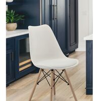 Set 4 scaune de bucatarie, design scandinav modern, sezut cu burete, alb