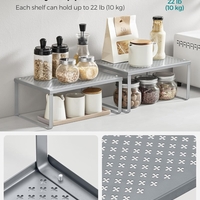SONGMICS Set 2 rafturi de bucatarie metalice, suprapozabile, pentru ustensile sau condimente, 23x32x16cm, gri