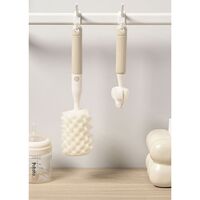 Set 3 Perii de Spalat Biberoane, Vafy, pentru Tetina, Biberon, Pai, Materiale Sigure, fara BPA, Curatare 360°, Bej