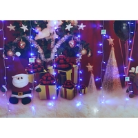 Instalatie Craciun, Tip Perdea, IP44, 2 m x 1 m, 120 LED-uri, Albastru, 8 jocuri de lumini, Transformator cu telecomanda, Interconectabila, Prelungitor 3 m inclus, Fir transparent, Interior/ Exterior, Vafy