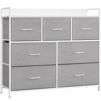 SONGMICS Comoda cu cadru metalic si 7 sertare din stofa, 29x98x85 cm , gri si alb