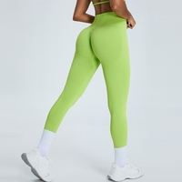 Pantaloni de Fitness/Yoga, Flippy, pentru Femei, Material Elastic, Spandex, Talie Inalta, Verde, Marime S