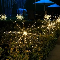 Lampa Solara, Flippy, Decor Gradina, Model Fireworks/Artificii, din Sarma de Cupru, 120 LED-uri, 55W, 90 cm, Alb Cald