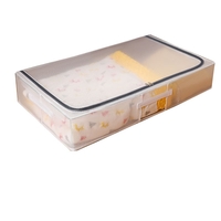 Cutie de Depozitare, Vafy, pentru Haine, Incaltaminte, din Plasa PVC Impermeabila si Manere Laterale, Pliabila, Fermoar Bidirectional, 80 x 47 x 15 cm Transparenta