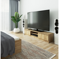 Comoda TV cu 2 usi si rafturi centrale, PAL laminat, 160x40x33 cm, stejar sonoma
