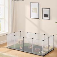 SONGMICS Tarc animale mici modular cu placi de baza si covoras impermeabil, 143x73x46 cm, transparent
