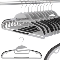 Set de 20 de umerase antiderapante pentru haine, din PE, cu carlig metalic rotativ, 41 cm, gri si negru
