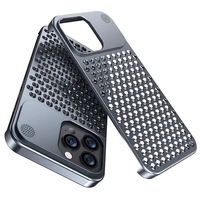 Husa Aromaterapia Compatibila cu iPhone 15 Pro, Vafy, Antisoc, Antizgariere, Protectie Camera si Supraincalzire, din Aliaj de Aluminiu, Gri
