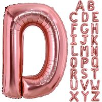 Balon Folie Metalizata Litera D, Flippy, 80 cm, Umflati cu Heliu sau Aer, Ambalaj Individual, Pai inclus, Rose Gold