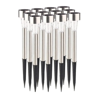 Lampa solara LED de Gradina, Flippy, Set 12 Bucati, Dispersor normal, putere 0.06W, Rezistenta IP 44, Lumina Alba Rece, 29 x 4.5 x 4.5 cm, Argintiu