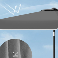 SONGMICS Umbrela de gradina cu manivela, UPF 50+, inclinare 30°, structura metalica, 300x200 cm, gri