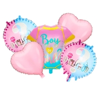Baloane pentru GENDER REVEAL, Vafy, Model Petrecere, Set din 5 bucati, din folie de aluminiu, 55 x 61.5 cm Roz Albastru