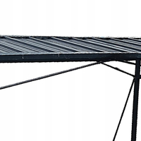 Suport depozitare lemne de foc cu acoperis ondulat, structura metalica, 185x70x185 cm, negru