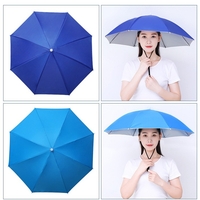 Umbrela de Cap, Flippy, Diametru 69 cm, Snur Reglabil de Cap, Protectie UV/Ploaie, Albastru Inchis