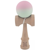 Kendama X Originala, Profesionala, Flippy, din Lemn, Rubber Grip, 18 cm, Roz/Verde
