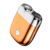 Mini Aparat de Ras Electric, Vafy, din ABS cu Fibra de Carbon, Portabil, Cap Rotativ Detasabil cu 2 Lame de Otel, Rezistent la Apa, Incarcare Type-C, Autonomie 45 min, Portocaliu