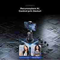 Stabilizator Pentru Telefon Cu Urmarire Automata, Flippy, AI Face Tracking, Rotire 360 Grade, 17 x 8 cm, Negru