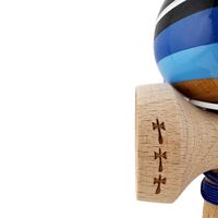 Kendama X Originala, Profesionala, Flippy, SATURN Blue Planet, Super Sticky cu Cupe Mari KING SIZE V3, Gaura in Baza, Rulment Metalic, din lemn 18 cm, Ata 62/65 cm, Albastru
