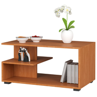 Masuta de cafea Vini pe roti, cu raft inferior si blat din PAL laminat, 90x51x40 cm, maro arin
