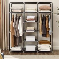 SONGMICS Garderoba pentru depozitarea hainelor, din material textil, cu 3 compartimente, 45x150x175cm, gri