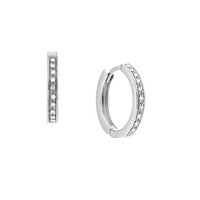 Cercei pentru Dame,Jolie Silver, din Argint 925, Model Tortite Huggie cu Cristale Zirconia Albe, Argintiu