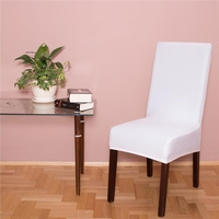 Set 4 huse universale pentru scaun, marime universala, poliester si spandex, 45 x 60 cm, alb