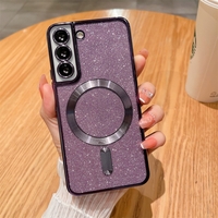 Husa de Protectie 2 in 1, Vafy, Husa pentru Samsung Galaxy S23 Ultra, Glitter Chrome Magsafe, din TPU, Magnetica, cu Protectie Lentila, Mov