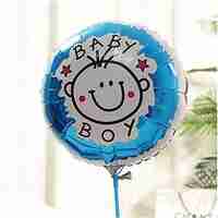 Set 2 Baloane din Folie Metalizata, Vafy, Figurine Stea si Cerc, Tema Botez Baietel, 45 cm, Ambalaj Individual, Pai Inclus, Umflare cu Aer sau Heliu, Albastru